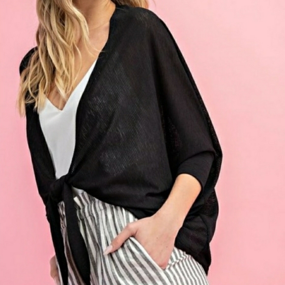 Front Tie Loose Fit Cardigan - Picture 2 of 4